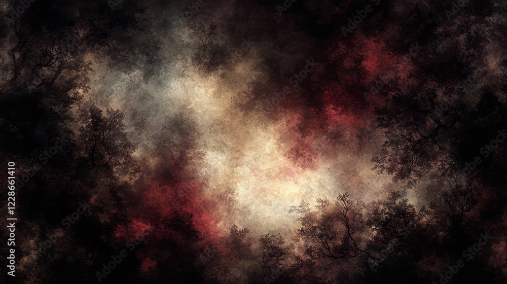 Ethereal Forest Canopy, Dark Fantasy Landscape Painting Ethereal Forest Canopy, Dark Fantasy Landscape Painting