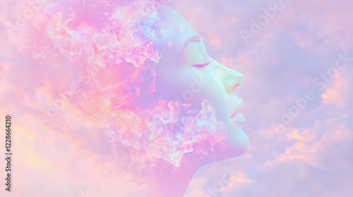 Simple Silhouette of a Person's Face with Colorful Abstract Elements
