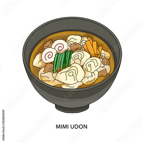 栃木名物　耳うどんのイラスト