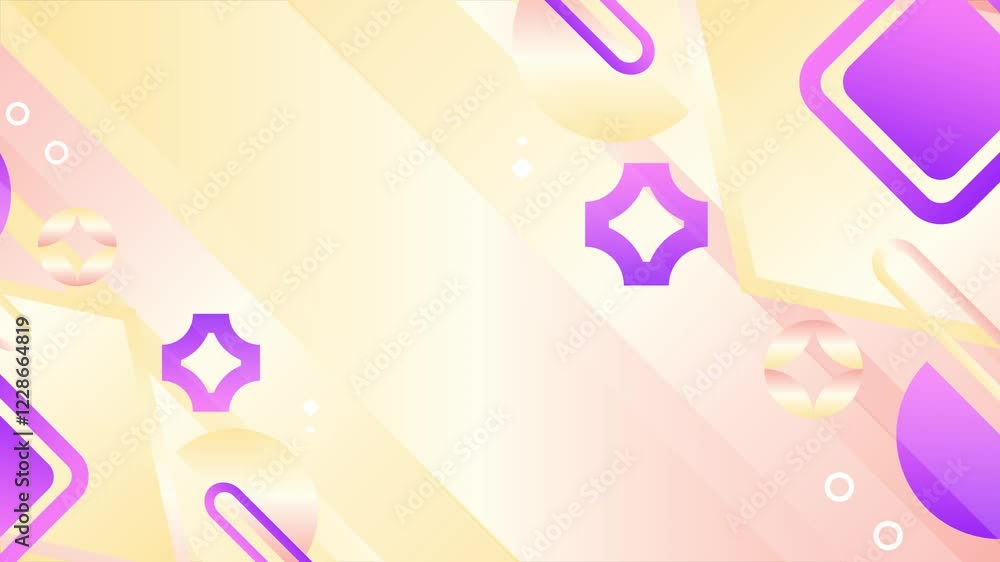 an abstract artwork featuring vibrant geometric shapes in pink and yellow tones conveying a modern aesthetic seamless 4k video background motion pop art design an abstract artwork featuring vibrant geometric shapes in pink and yellow tones conveying a modern aesthetic seamless 4k video background motion pop art design