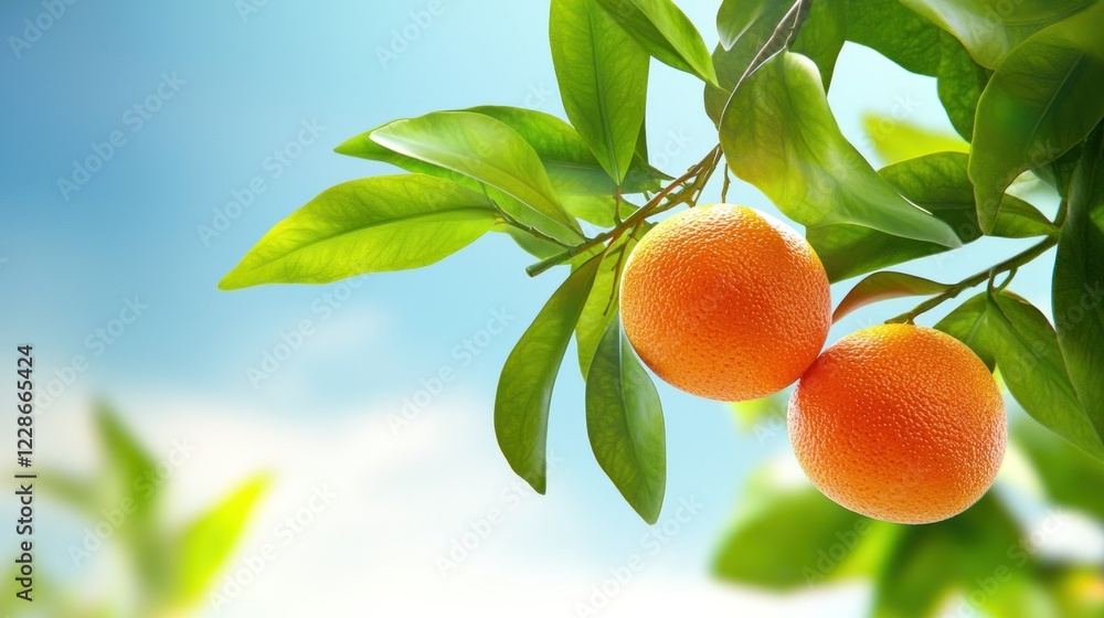 Ripe Oranges on Branch Ripe Oranges on Branch