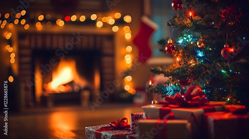Wallpaper Mural cozy christmas eve fireplace and presents Torontodigital.ca