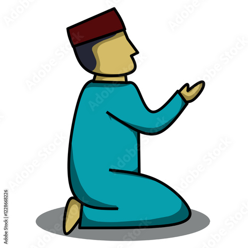 Illustration vector graphic of muslim people who are praying, vector design illustration of ramadhan, eid, isra miraj, lailatul qadar and other islamic events