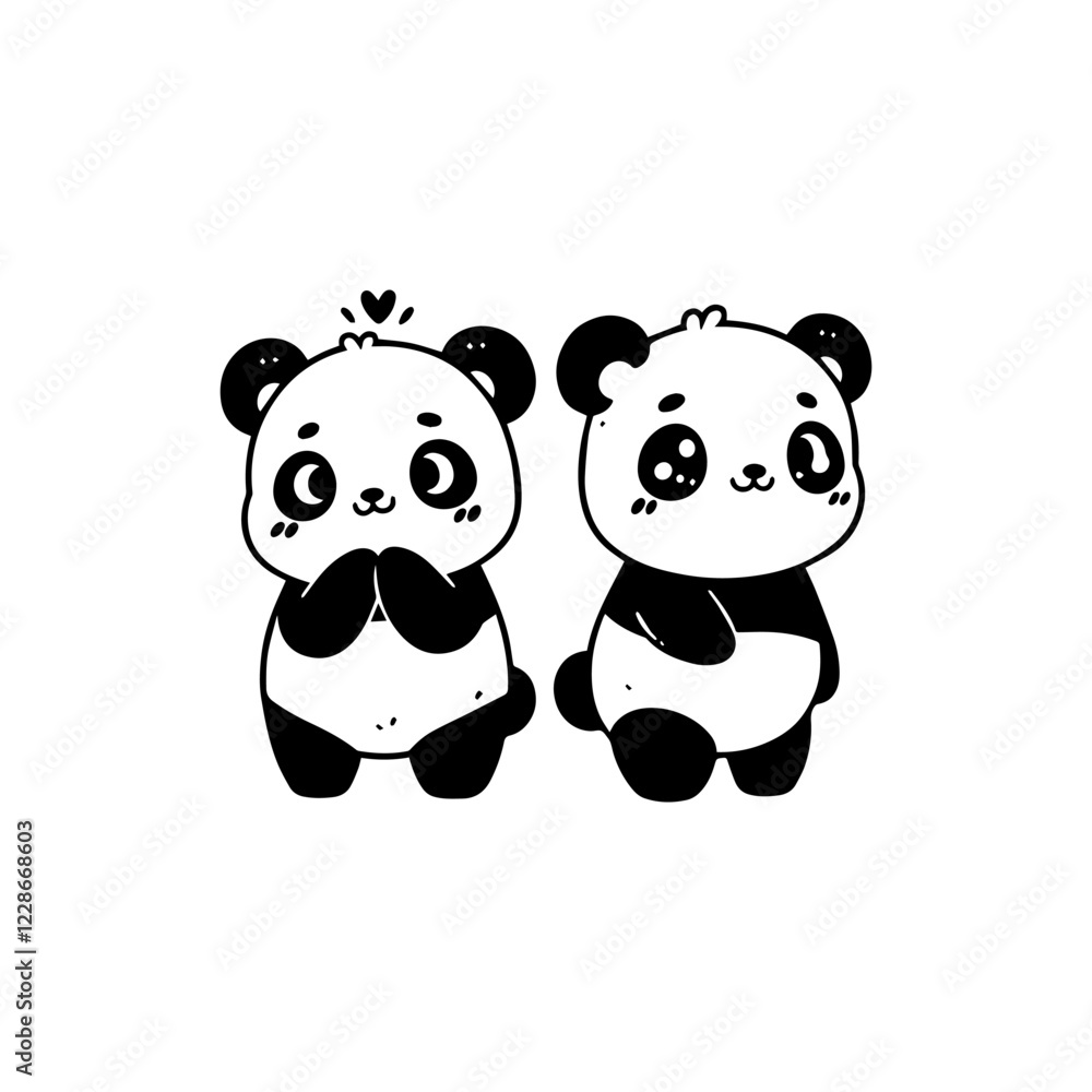 Naklejka premium Panda bear silhouette Logo design vector animal Logotype concept