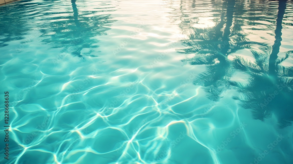 tranquil pool water with palm tree reflections tranquil pool water with palm tree reflections