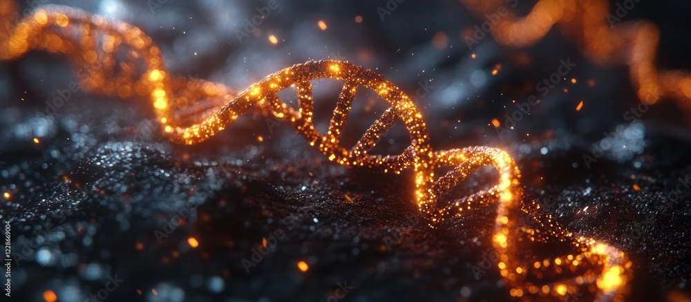 Fiery DNA helix on dark background. Fiery DNA helix on dark background.