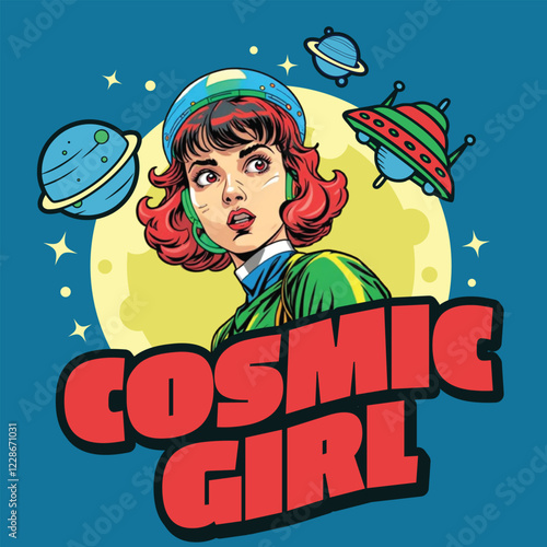 Cosmic Girl T-shirt - Ready to Use Graphic Design Illustration