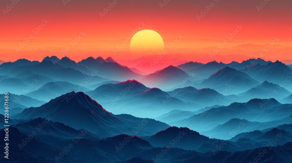 Serene Fusion of Vibrant Mountain Shades Creates Abstract Beauty in Artistic Form Serene Fusion of Vibrant Mountain Shades Creates Abstract Beauty in Artistic Form