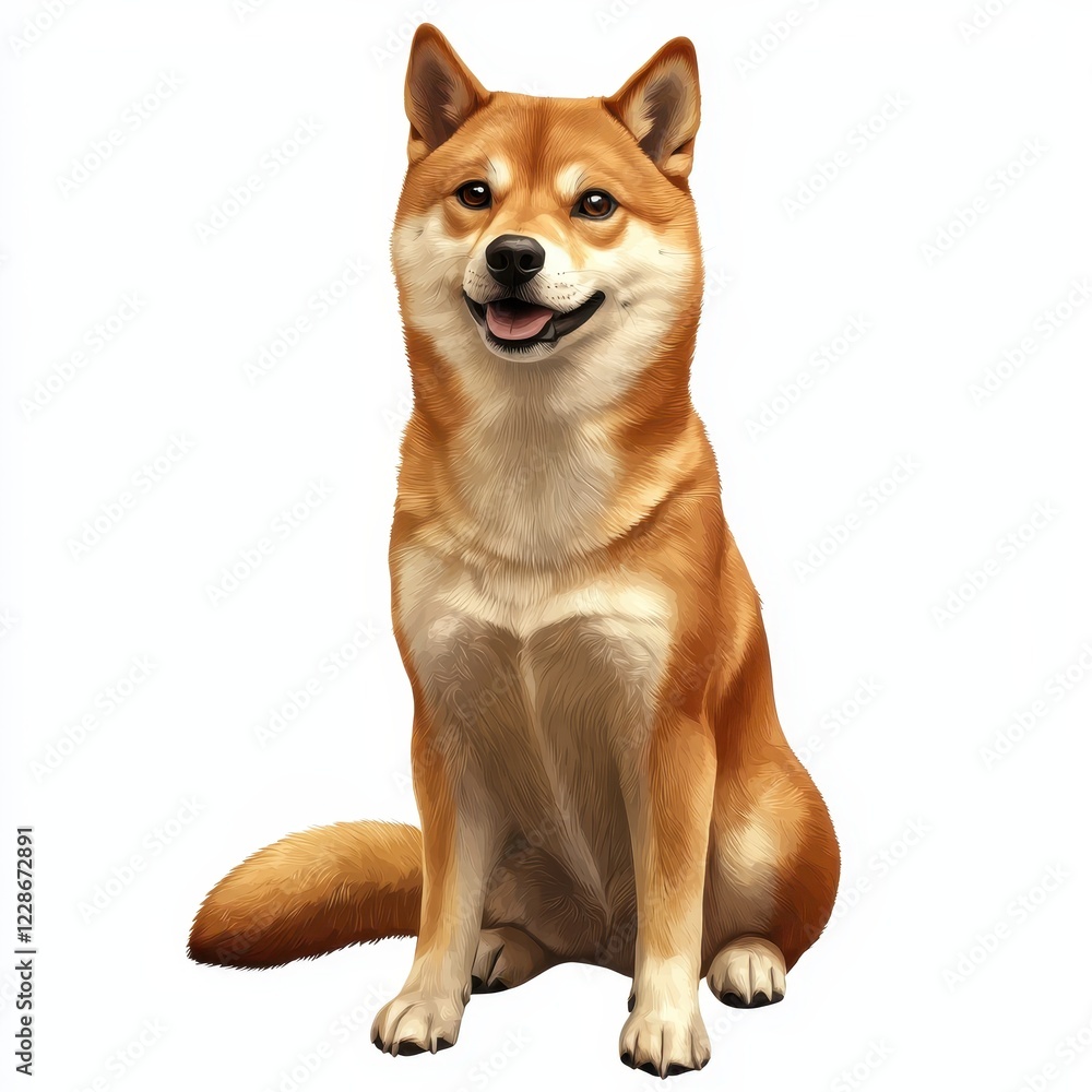 Proud Shiba Inu Sitting Upright with a Happy Expression Proud Shiba Inu Sitting Upright with a Happy Expression