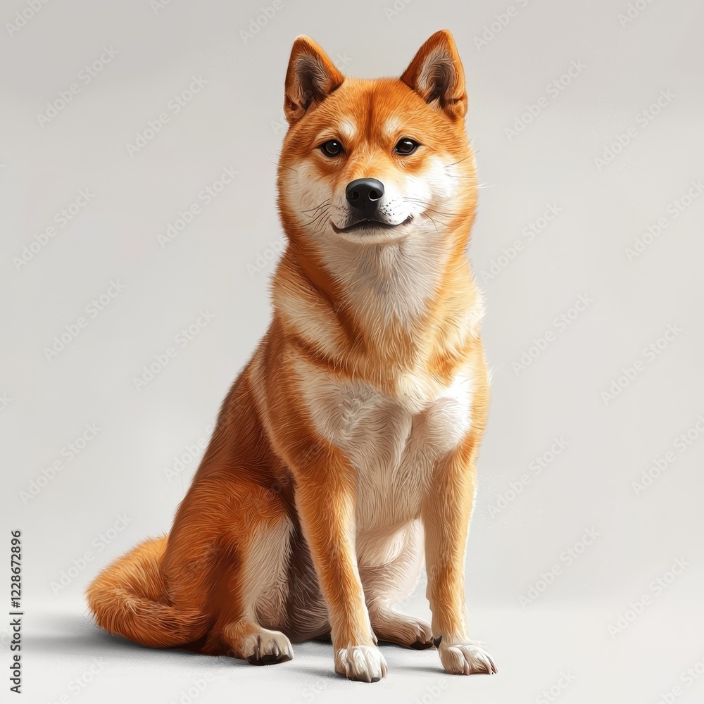 Shiba Inu Sitting Upright with a Proud Expression in Natural Light Shiba Inu Sitting Upright with a Proud Expression in Natural Light