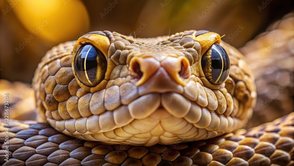 Snake's close-up face with piercing gaze, snake species, venomous snake, snake species Snake's close-up face with piercing gaze, snake species, venomous snake, snake species
