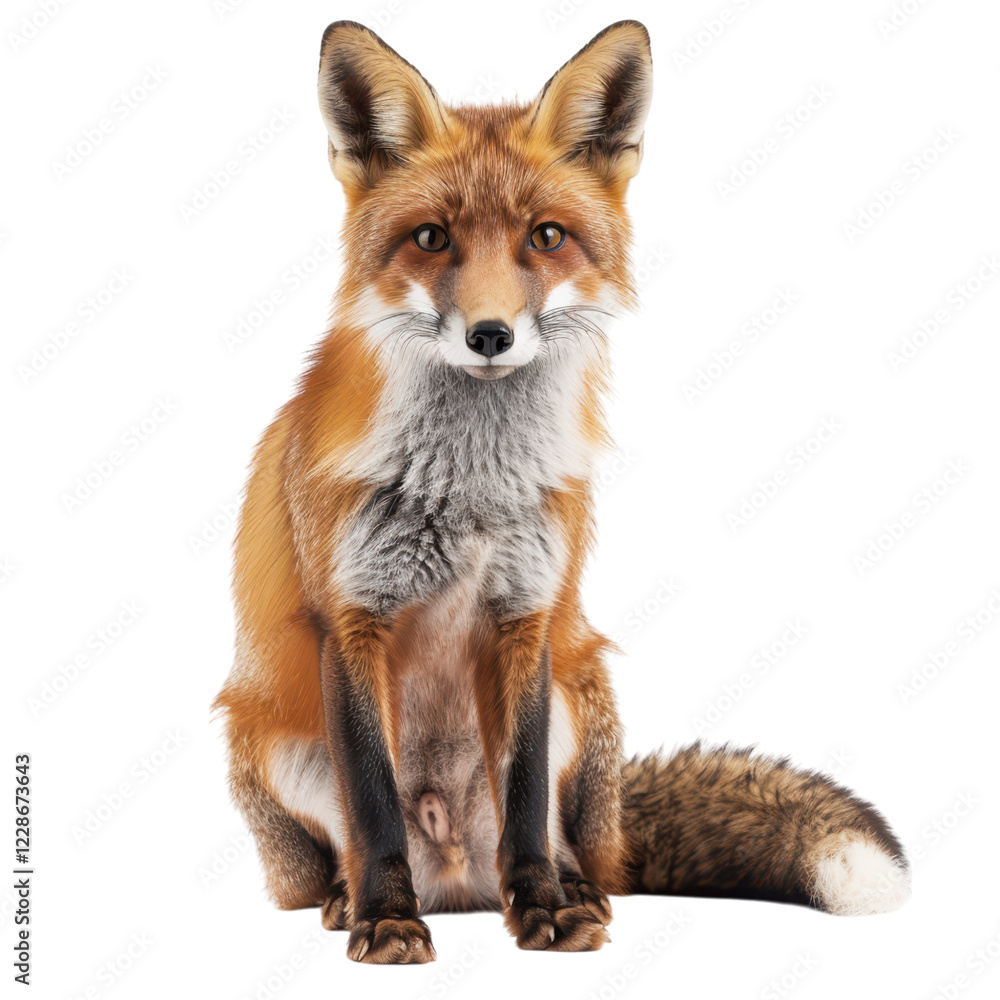 Close-Up Portrait of a Red Fox Against a White Background Close-Up Portrait of a Red Fox Against a White Background