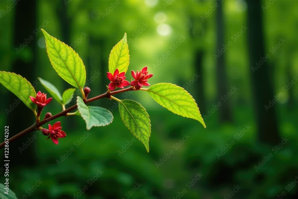 Leafy Cotinus coggygria branch with small twigs and leaves, twigs, forest, cotinus Leafy Cotinus coggygria branch with small twigs and leaves, twigs, forest, cotinus