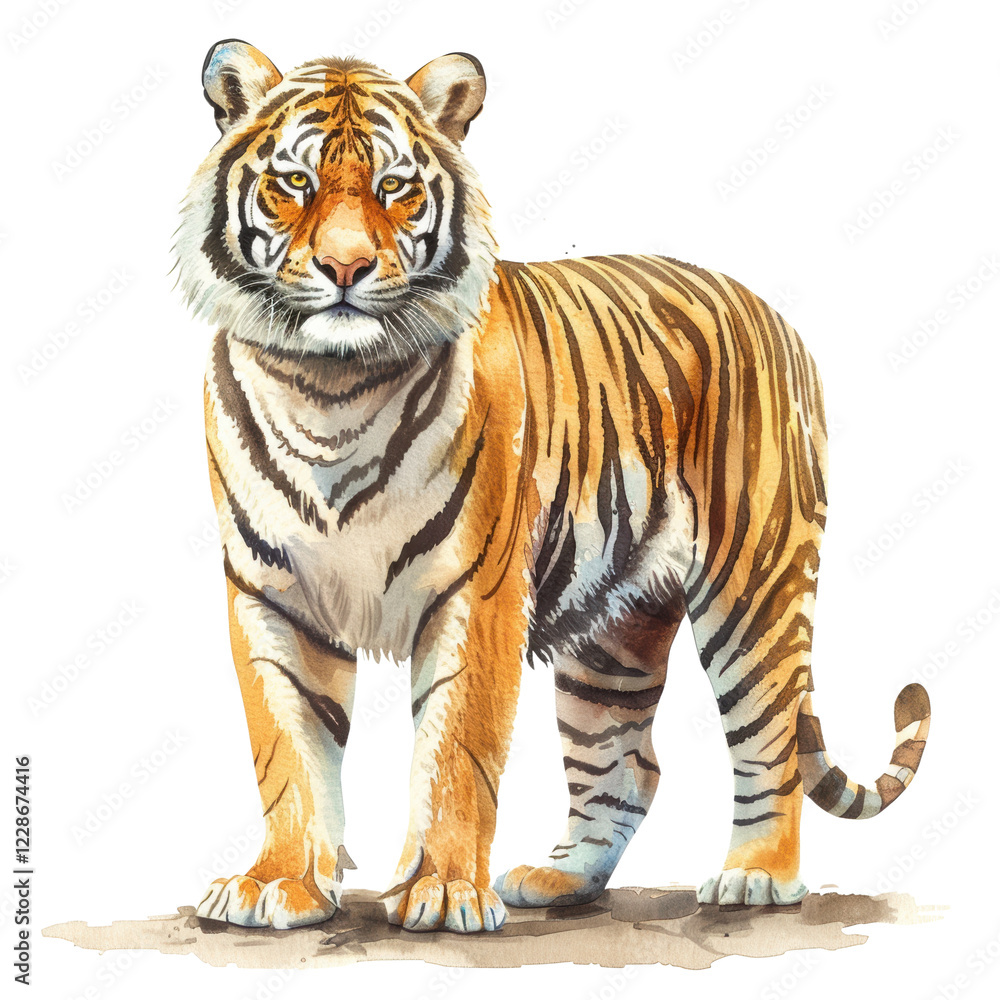 Obraz premium The Mighty Beauty of the Jungle A Captivating Tiger Stands Proudly Against a Dark Backdrop