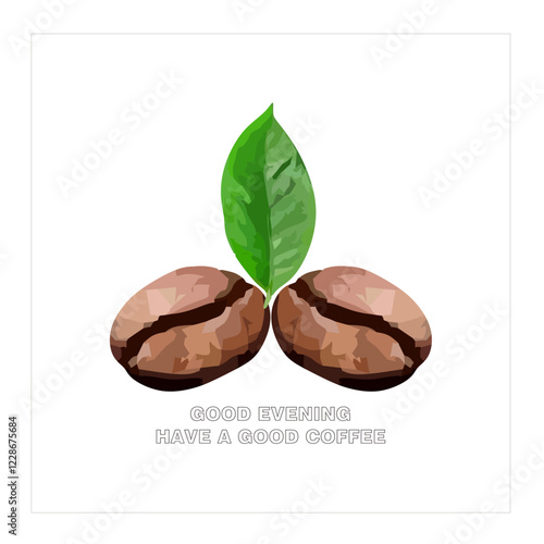 Vector illustration of good afternoon greeting with beautiful coffee beans background