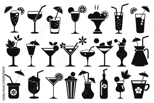 Cocktail set Collection icon cocktails Vector
