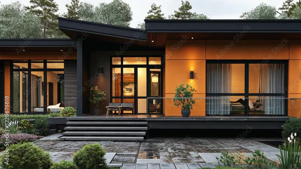 Modern Orange and Black House Design Modern Orange and Black House Design