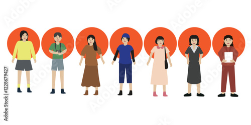 Vector set of cartoon characters of different professions ok