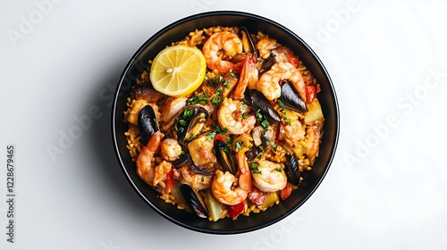 Wallpaper Mural Delicious Seafood Paella in a Black Bowl Torontodigital.ca