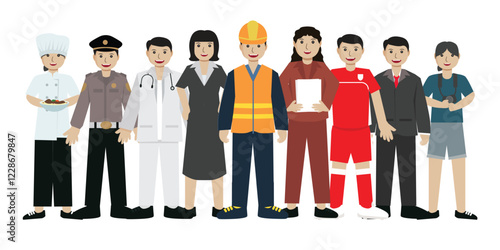 Vector set of cartoon characters of different professions ok