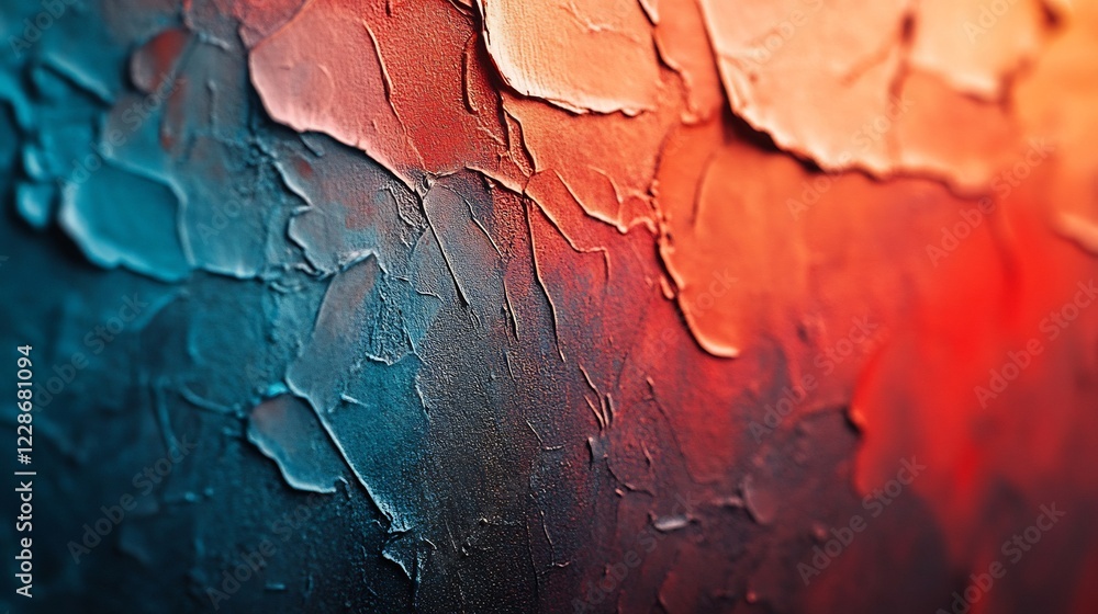 Fototapeta premium Textured Abstract Painting Warm Cool Hues. AI Generated