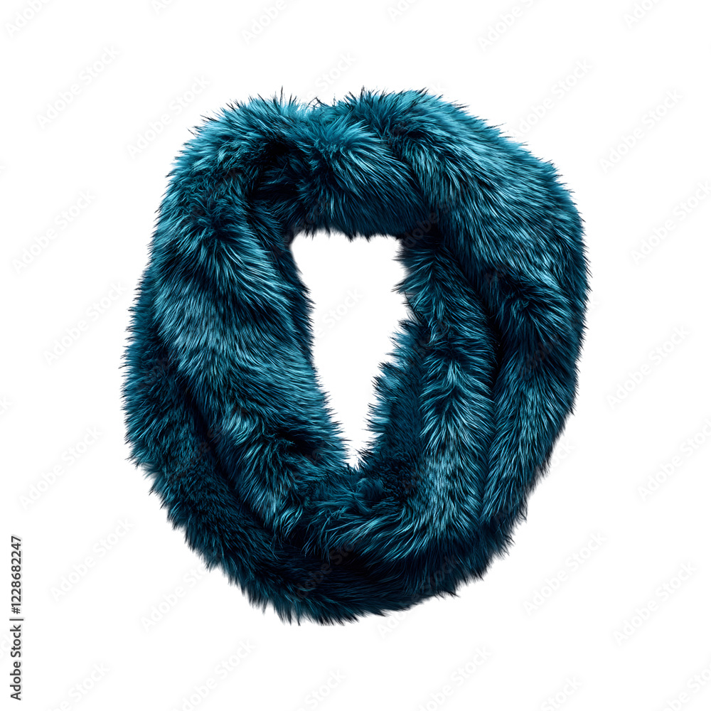 Teal Faux Fur Scarf Isolated on Transparent Background Teal Faux Fur Scarf Isolated on Transparent Background
