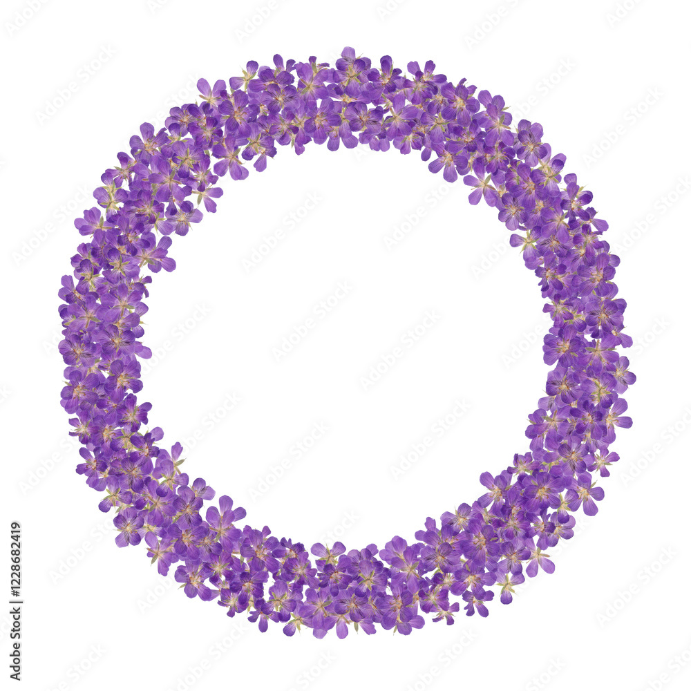 Round frame wreath with realistic pressed dried flowers isolated on transparent background. Round frame wreath with realistic pressed dried flowers isolated on transparent background.