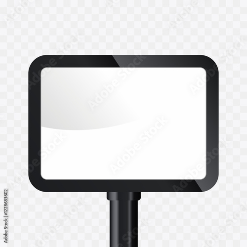 A  TV lightbox with empty space in transparent hanging technology LED screen mockup in 3Ds. the opacity editable LED vector, illustration.