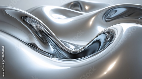 Wallpaper Mural Abstract Silver Liquid Swirls Soft Light Reflecting. AI Generated Torontodigital.ca