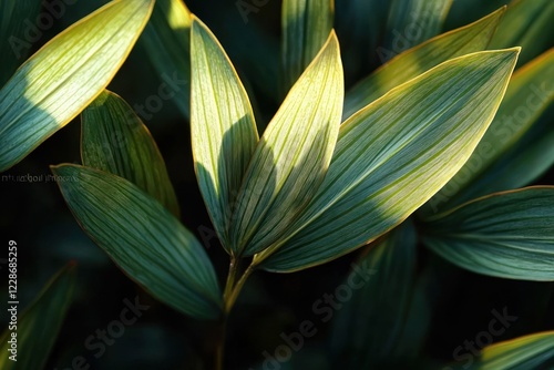 Close-up of Yucca Plant Leaves Showcasing Green Texture and Vibrant Colors in Natural Light photo