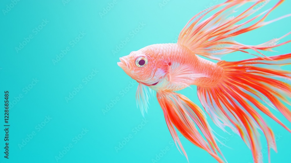 Fototapeta premium Vibrant Fish Tail Fin with Repeated Radial Stripes - Ultra-Detailed Cinematic Image