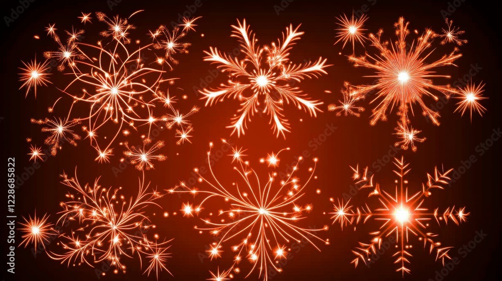 Festive Sparkling Fireworks and Snowflakes Design Festive Sparkling Fireworks and Snowflakes Design