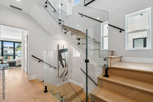Obraz na plátne Luxury home, Newport Beach, ocean view, modern house, real estate, sunset photog