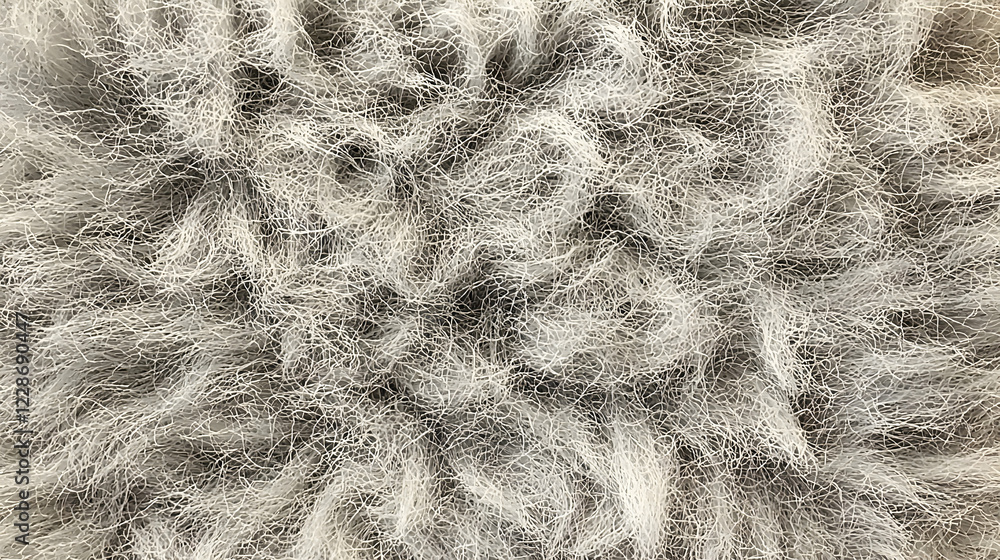 Close-up gray alpaca fleece texture; soft, fluffy fibers; natural background; textile design Close-up gray alpaca fleece texture; soft, fluffy fibers; natural background; textile design