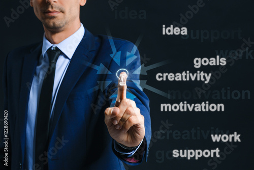Young businessman using vir...