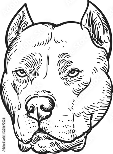 hand drawn artwork American bully dog head