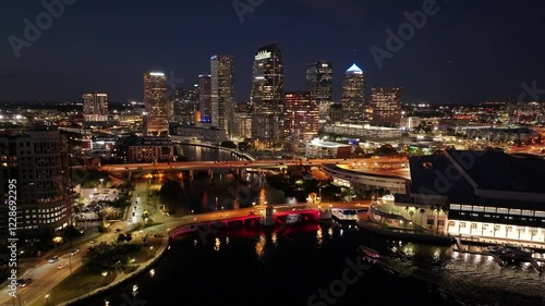 Wallpaper Mural Illuminated Downtown At Tampa In Florida United States. Famous Highrise Building. City At Night Landscape. Tampa At Florida United States. Business District. Illuminated Night City. Torontodigital.ca