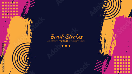 Abstract Vector Background with Brush Stroke Style Shapes