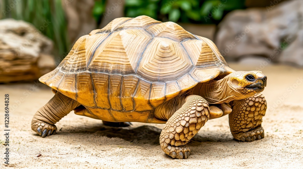 Tortoise Walking on Sand Under Natural Environment in Daylight Tortoise Walking on Sand Under Natural Environment in Daylight