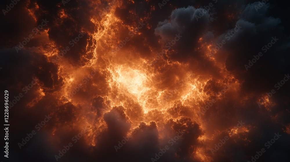 Fiery Inferno Sky Dramatic Cloud Formation Orange Hues Fiery Inferno Sky Dramatic Cloud Formation Orange Hues