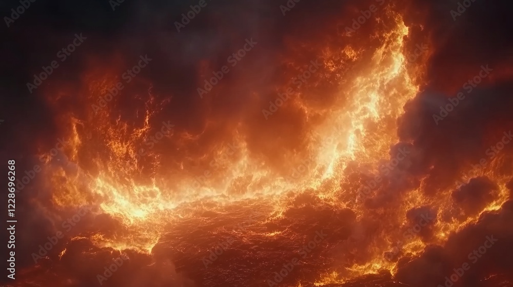 Fototapeta premium Fiery Inferno Volcanic Eruption Cloud Scene