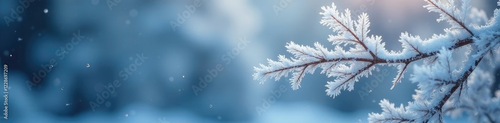 Frosty branches with intricate snowflakes, reminiscent of a frozen forest, cold weather, christmas tree, ice crystals Frosty branches with intricate snowflakes, reminiscent of a frozen forest, cold weather, christmas tree, ice crystals
