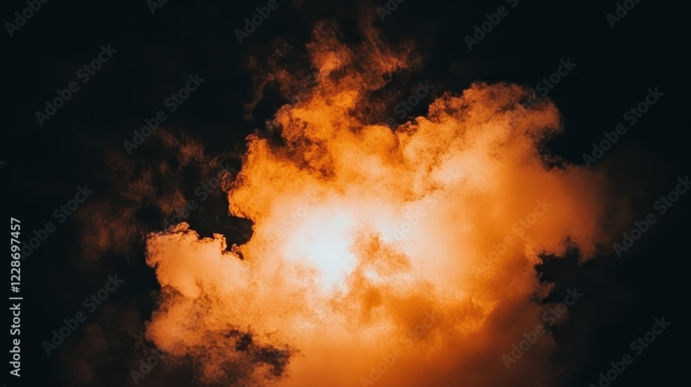 Fiery Orange Cloud Formation in Dark Sky Fiery Orange Cloud Formation in Dark Sky