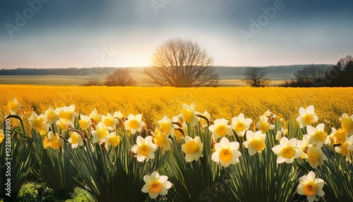 Blooming Daffodils Background