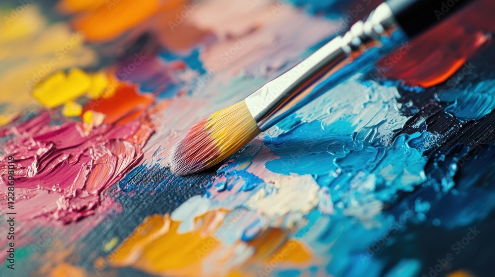 Creative techniques studio colorful palette close-up artistic expression Creative techniques studio colorful palette close-up artistic expression