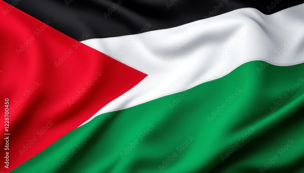 Close-up of the Palestinian flag waving in the wind. Close-up of the Palestinian flag waving in the wind.