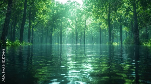 Submerged Forest: A Serene Landscape of Flooded Trees