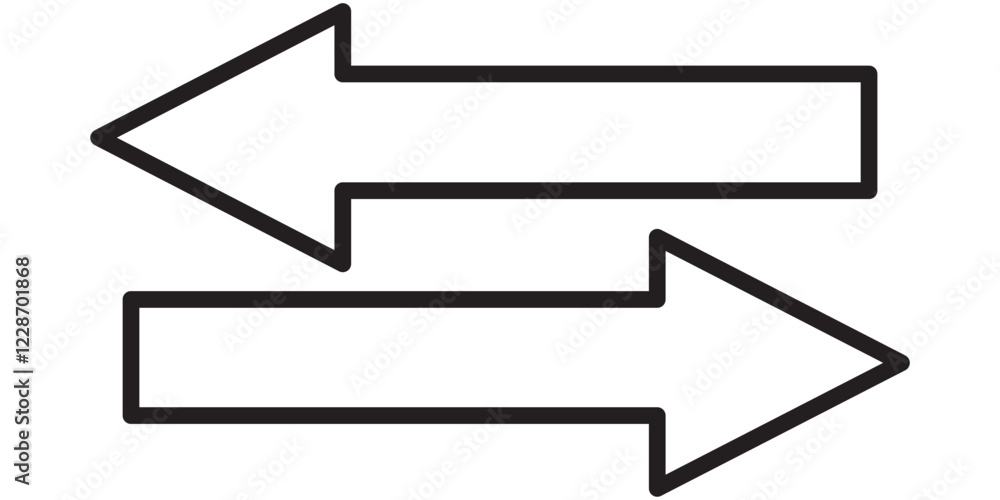 Long arrow icon Vector. Long arrow pointing Right and left . Black and Red arrow icon. Long arrow isolated on white background. Long arrow icon Vector. Long arrow pointing Right and left . Black and Red arrow icon. Long arrow isolated on white background.