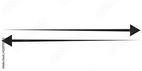 Long arrow icon isolated. Long arrow vector, icon. Red, Black and Blue horizontal arrow. Right and Left long arrow vector icon.