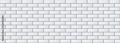 Seamless grey tile pattern. Rectangle ceramic tiled texture for bathroom wall, kitchen floor, pool surface. Repeating white mosaic grid background. Repeated brick backdrop. Vector wallpaper
